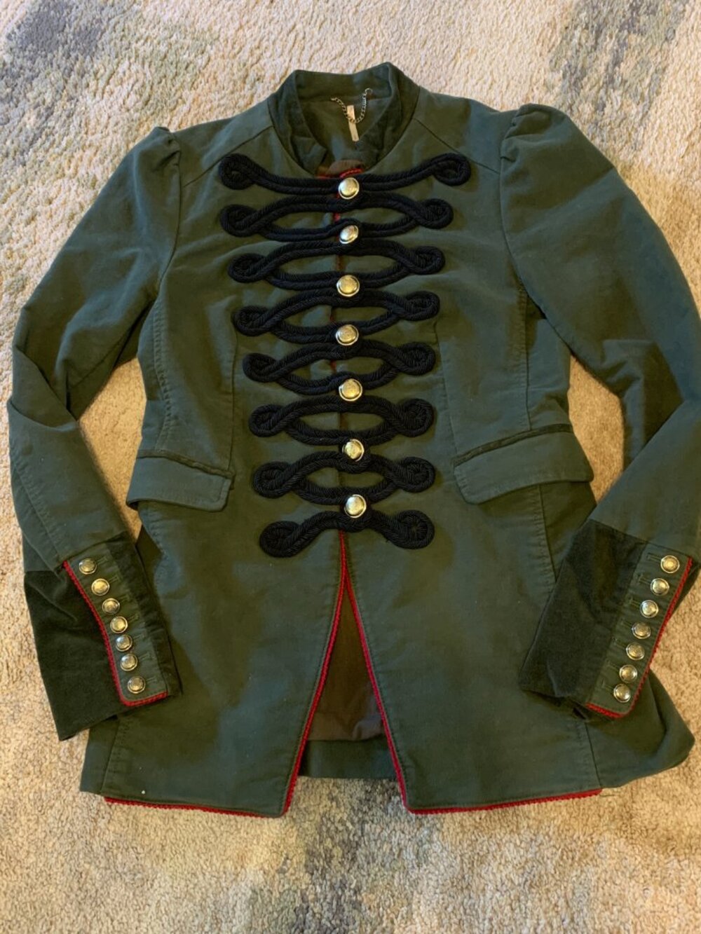 Free People Women’s Small Military Blazer Jacket Coat Green